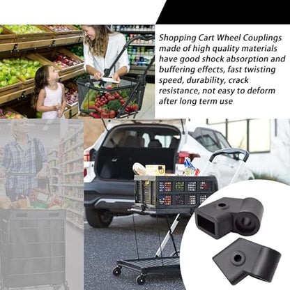 2Pcs Shopping Cart Wheel Coupling,Black,Deformation Resistance