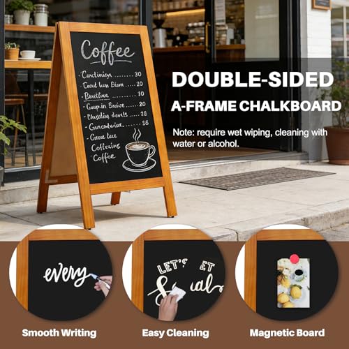 4 THOUGHT A-Frame Double-Sided Magnetic Chalkboard 40"x20", Caramel - color: Caramel
