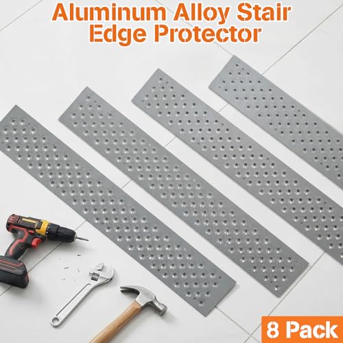 30 x 3.75 Inch Aluminum Stair Tread, 8 Pack Non Slip Metal Nosing