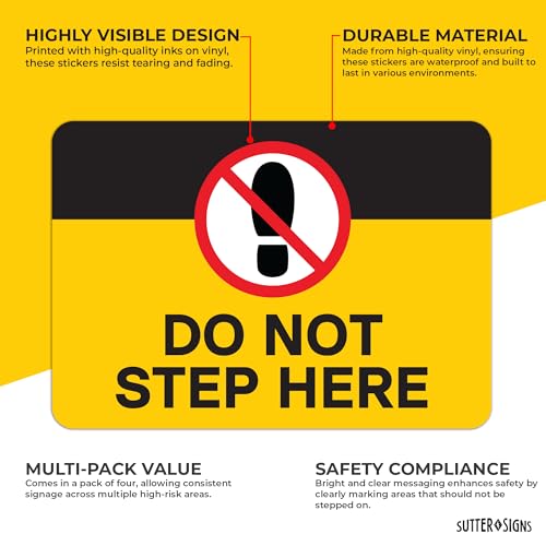 4pk Do Not Step Here Stickers, 10" x 7"