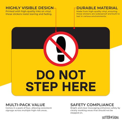 4pk Do Not Step Here Stickers, 10" x 7"