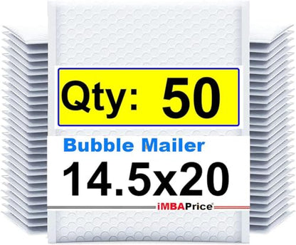 iMBAPrice 14.5x20 Inches White Color Polybubble Bag, 50-Pack Size #7 Self Seal Poly Bubble Mailers Padded Packing Envelopes (Total 50 Bags) - color: White Poly Bubble, size: 14.5"x20" Poly (50 Envelopes) Value Pack