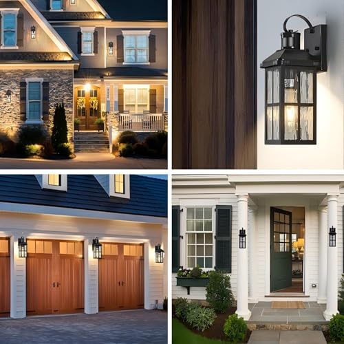 2 Pack Motion Sensor Porch Light Dusk to Dawn Outdoor Wall Light - color: Black 2