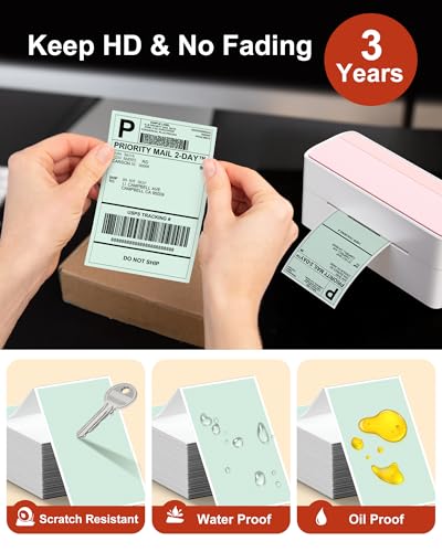 Phomemo 4x6 Thermal Labels for Shipping Label Printer 500PCS Water/Oilproof - color: Green, size: 4x6*500