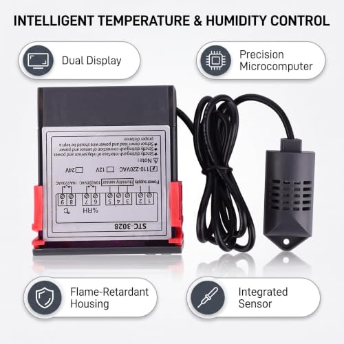 Temperature Control 110V - 220VAC Digital Display Temperature and Humidity Controller Meter with Integrated Sensor(110-220VAC) - size: 110-220VAC