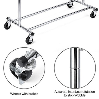 HOUSE DAY Portable Clothing Garment Rack Heavy Duty Rolling Clothes Rack Collapsible Clothing Rack-Commercial Grade