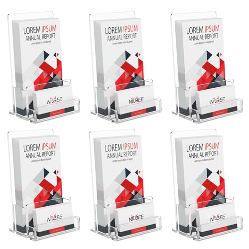 NIUBEE 6 Packs Acrylic Brochure Holder 4‘’, Pamphlet Flyer Display Stand - size: 6 Pack 4*6