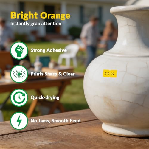 NATURALABEL 10,000 Bright Orange Price Gun Labels (Blank) - color: Bright Orange