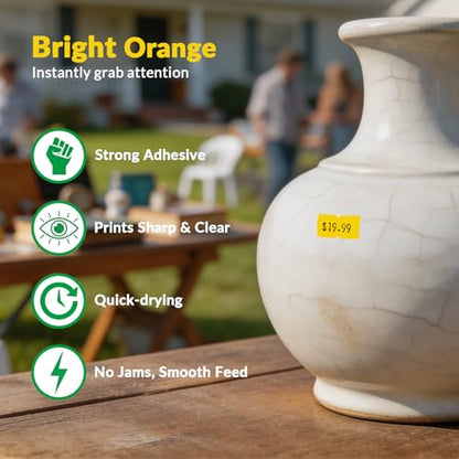 NATURALABEL 10,000 Bright Orange Price Gun Labels (Blank) - color: Bright Orange