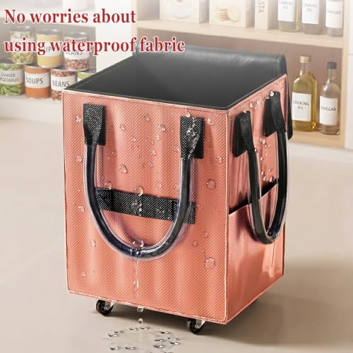 Reusable Grocery Bag on Wheel, Foldable Shopping Cart with Wheels, Can Carry up to 130 Pounds, Suitable for Groceries, Laundry, Camping and Moving.(Rose Gold - Large) - color: Rose Gold - Large