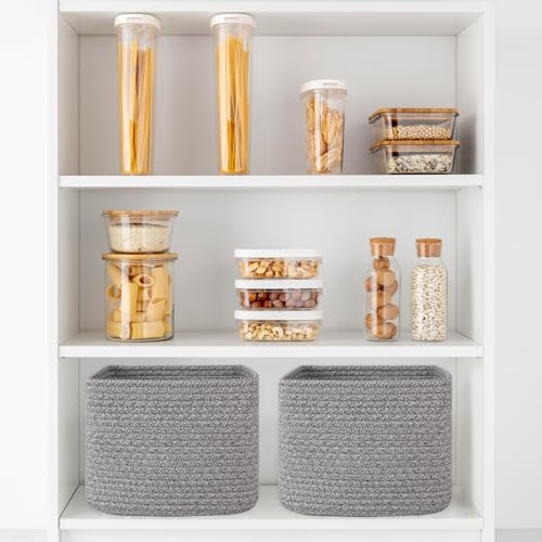 OIAHOMY 3 PACK Cube Storage Bins Storage Baskets Shelf Bins Grey - color: Grey