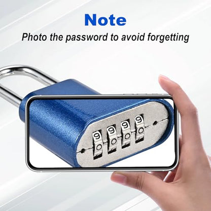2pcs Long Combination Lock, 4-Digit Heavy Duty Combo Lock - color: 2pcs-Long-Blue