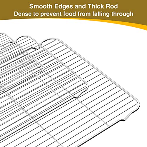 Wildone Baking Sheet with Rack Set (3 Pans + 3 Racks), Stainless Steel Baking Pan Cookie Sheet with Cooling Rack, Non Toxic & Heavy Duty & Easy Clean (Pack of 2) - size: 16 /12 /9 inch (Pack of 2)