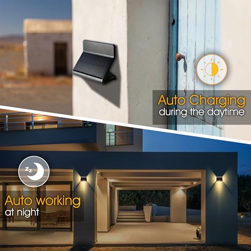 AURAXY Outdoor Solar Security Lights Motion Sensor, Waterproof LED Wall Lights, Wireless Solar Light for Home Safety, Ideal for Yard Garden Garage Porch Front Door Backyard - size: 4 Pack