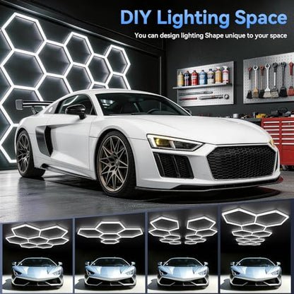 LZHOME Hexagon 5000K LED Garage Lights: 25 Pack Updated 1.31-inch Wider Size,26300LM Super Bright Hex Lighting Ceiling LED Shop Light for Garage, Car Detailing, Workshop, Warehouse, Gym, Basement - size: 5 HEX