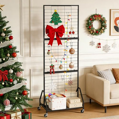 ELYKEN Foldable Grid Wall Panels, 5.7 x 2 FT Movable Gridwall Display Rack - color: Black, size: 2'w-1 pack