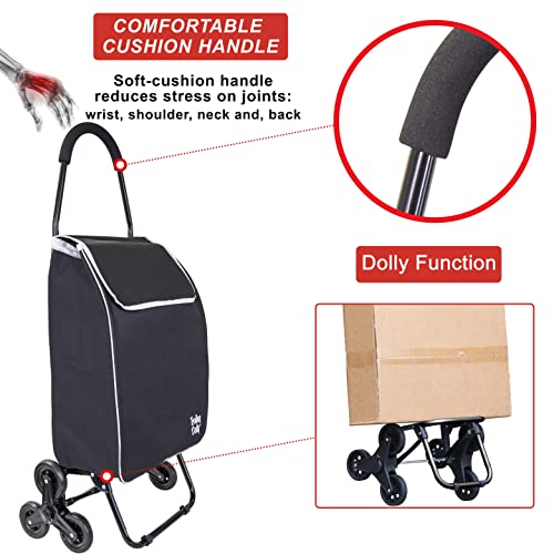 dbest Products Trolley Dolly Sport Stair Climber – Foldable Grocery Cart on Wheels – Multi Use Rolling Cart with Removable Bag, Hand Truck Dolly Function, and Stair Climbing Wheels, Black - size: Sport Stair Climber