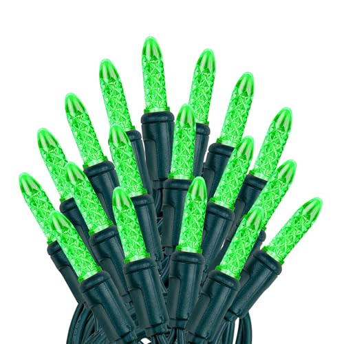Novelty Lights 25FT 50 LED M5 Green Christmas Tree Lights, Indoor Outdoor - color: Green