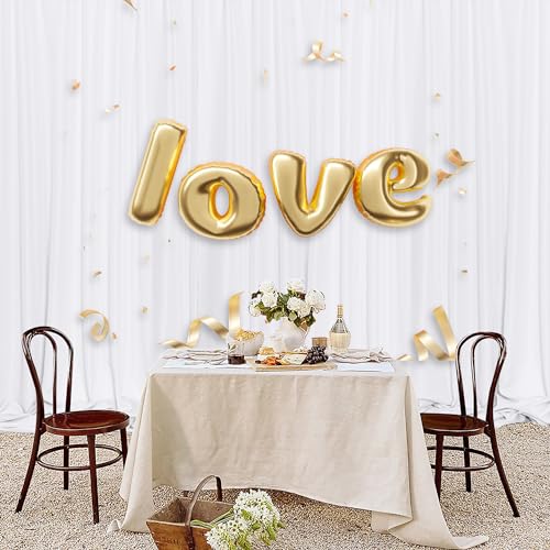 MEETSKY White Backdrop Curtains for Wedding Parties,10x8 FT White Curtains - color: White, size: 60"W x 96"L (Pack of 2)