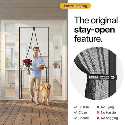 AUGO Magnetic Screen Door Mesh, Heavy Duty, Hands Free, 38 x 97 Inch - size: 38" x 97"
