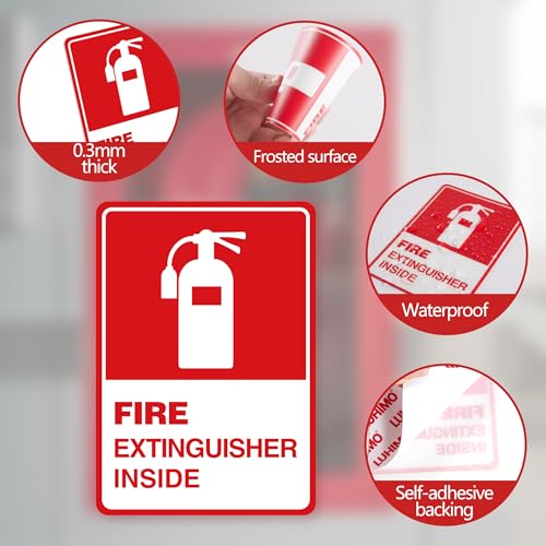 2 PCS Fire Extinguisher Inside Sign Stickers,Self Adhesive Vinyl Safety Label Waterproof, Fade and Scratch Resistant, Suitable for Indoor and Outdoor,Red on White - color: Fire Extinguisher Sticker 208