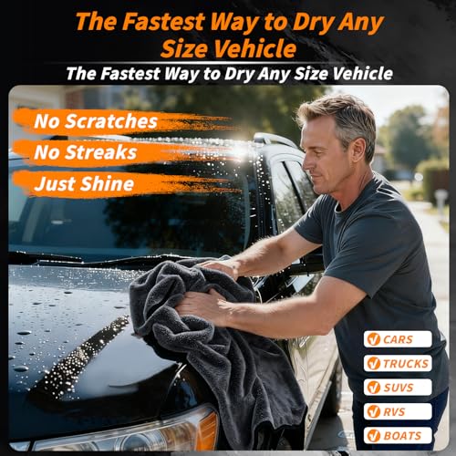 8 Pack Microfiber Car Towels, 36" x 24" Microfiber Cleaning Cloth, 600 GSM - color: Gray, size: 36x24in- 8 Pack