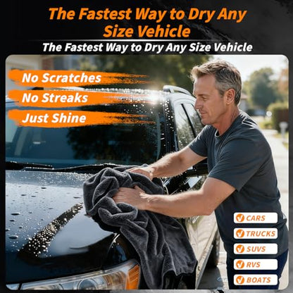 8 Pack Microfiber Car Towels, 36" x 24" Microfiber Cleaning Cloth, 600 GSM - color: Gray, size: 36x24in- 8 Pack