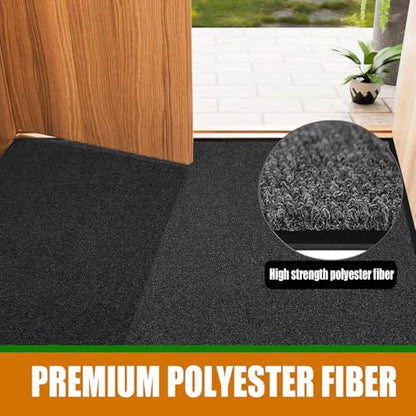 Door Floor Entrance Mat 3x4Ft Brush Step Entrance Rug with Striped Pattern&Rubber Border Indoor Outdoor Low Profile Rubber Entry Carpet Mat for Hallway,Home,High Traffic Area,Black - size: 3' x 4'