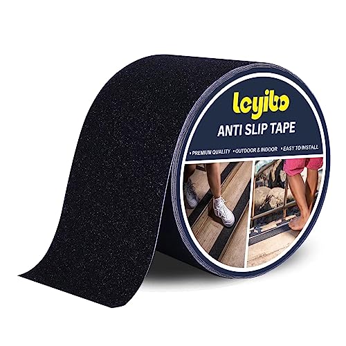 Anti Slip Tape 4" x 42' - Heavy-Duty Outdoor Grip Tape for Stairs - color: Black, size: 4" x 42'