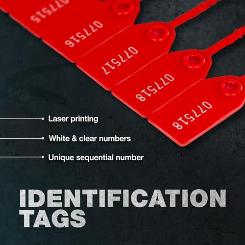 1000 Plastic Tamper Seals, Numbered Zip Ties, Fire Extinguisher, Red - size: 1000 PCS