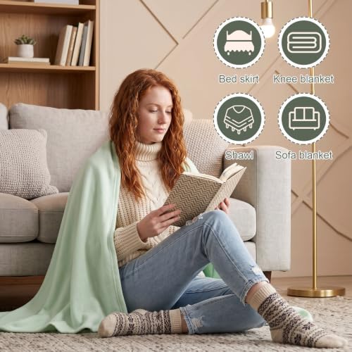 Macarrie 50 Pcs Fleece Blankets Bulk 50 x 60 Inch Soft Fleece Throw Blankets Warm Lightweight for Home Office Wedding Guest Gift Spring Outdoor Camping Travel Homeless Pet Lap Sofa Bed (Green) - color: Green