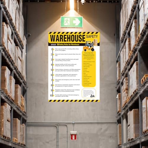 3 Pcs Workplace Safety Rules Poster, Warehouse - style: Warehouse