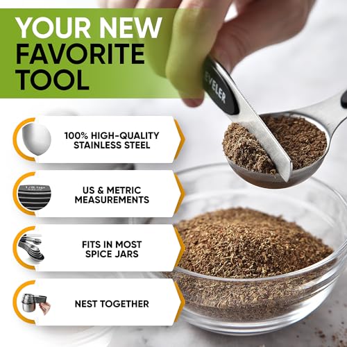 Spring Chef Magnetic Measuring Cups & Spoons Set of 15 with Levelers, Black - color: Black