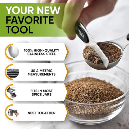 Spring Chef Magnetic Measuring Cups & Spoons Set of 15 with Levelers, Black - color: Black