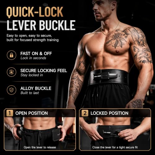 10mm Quick Lock Lever Belt Weightlifting for Men Women - color: Black, size: S(24- 30inches)