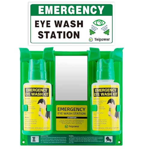 Portable Eyewash Station OSHA-Approved - Upgraded Emergency Eye Wash Bottles Flush Kit Clean Both Eyes Simultaneously Wall Mounted 16oz （No Solution） - color: 1Pcs