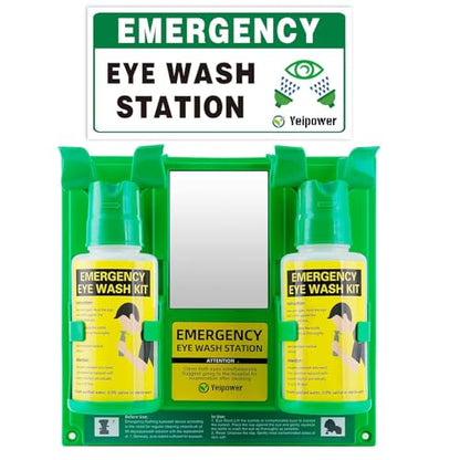 Portable Eyewash Station OSHA-Approved - Upgraded Emergency Eye Wash Bottles Flush Kit Clean Both Eyes Simultaneously Wall Mounted 16oz （No Solution） - color: 1Pcs