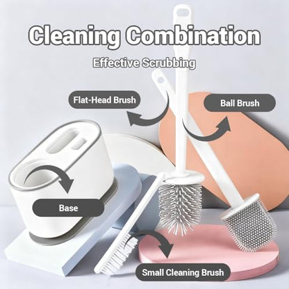 Toilet Brush Set, Bathroom Accessories, Toilet Bowl Cleaners, Deep Cleansing Multifunctional Hanging Toilet Brush Set for Bathroom(Pearl White) - color: Pearl White