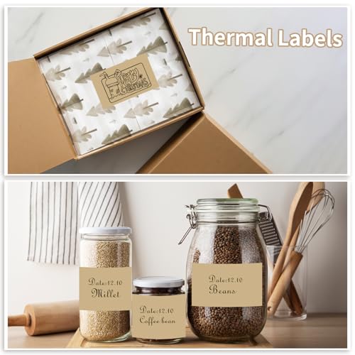 Starboling 3" x 2" Thermal Labels,Self-Adhesive Rectangle Thermal Printer Sticker,for Price,Barcode,Mailing,Name（Brown） - color: 2''x3''brown, size: 2''x3''