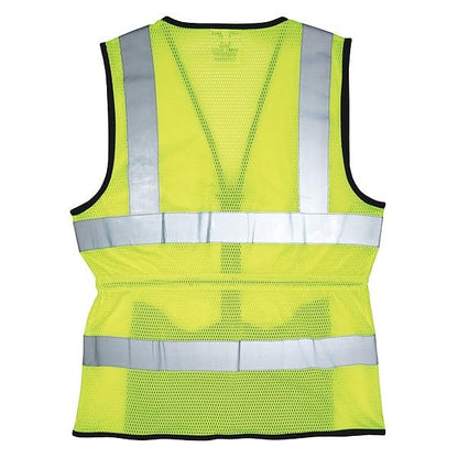 MCR Safety LVCL2MLX2 Ladies Sized Class 2 Lightweight Safety Vest, Silver Reflective Stripe, Zipper Front, Lime, 2X-Large - size: XX-Large