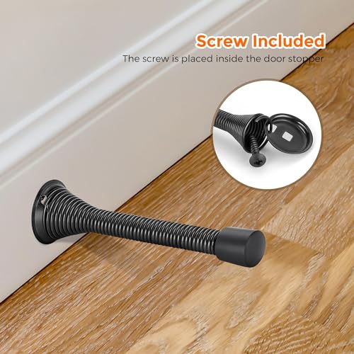 Ravinte Door Stoppers, 48 Pack Black Spring Door Stops with Rubber Bumper - color: Black