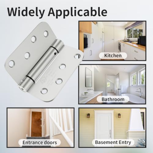 2 Pack Self Closing Door Hinges 4 Inch, Spring Loaded Door Hinges - size: 4" 2 Pack