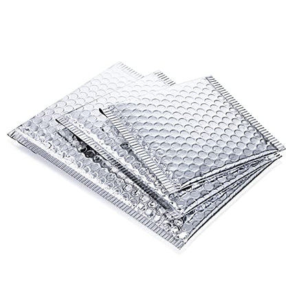 Outus 50 Pcs Bubble Mailers 3 Sizes, Bubble Shipping Envelopes, Silver - color: Silver