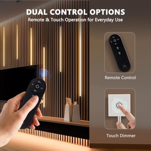VST 16.4ft 24V Silicone LED Strip Lights Recessed Lighting Wood Slat Wall - color: Touch Control