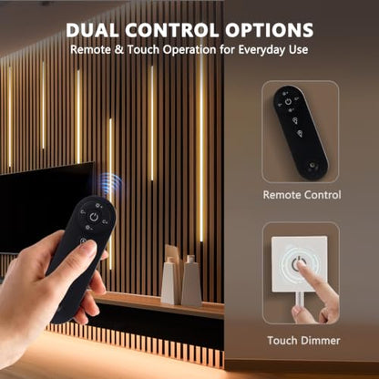 VST 16.4ft 24V Silicone LED Strip Lights Recessed Lighting Wood Slat Wall - color: Touch Control