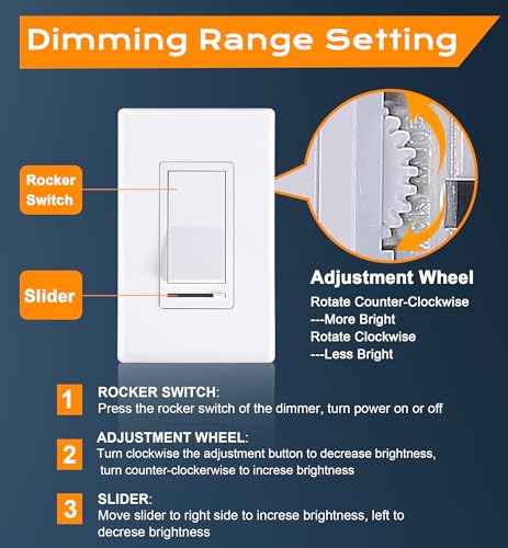 CLOUDY BAY in Wall Dimmer Switch for LED Light/CFL/Incandescent,3-Way Single Pole Dimmable Slide, 600W max Incandescent,150W max Dimmable LED/CFL, Cover Plate Included, Pack of 4 - size: 4-Pack | Ivory