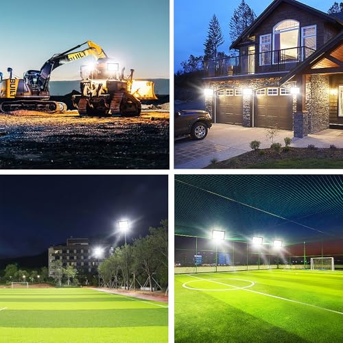 800W LED Flood Light Outdoor,3600W Equivalent Super Bright FloodLight with Plug,80000LM 6000K Daylight White IP66 Waterproof Commercial Lighting for Sports Fields,Courts, Arena, Stadium - size: 800w_1pack