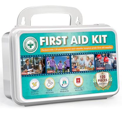 General Medi 120 Pieces Hardcase First Aid Kit - First Aid Box Includes Instant Cold Pack, Emergency Blanket for Travel, Home, Office, Vehicle, Camping, Workplace & Outdoor - size: 120 Pieces