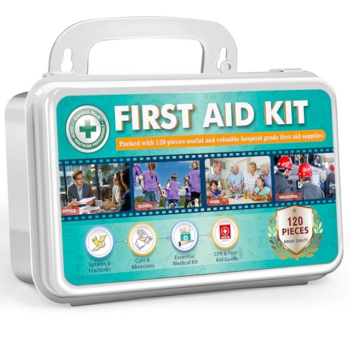 General Medi 120 Pieces Hardcase First Aid Kit - First Aid Box Includes Instant Cold Pack, Emergency Blanket for Travel, Home, Office, Vehicle, Camping, Workplace & Outdoor - size: 120 Pieces