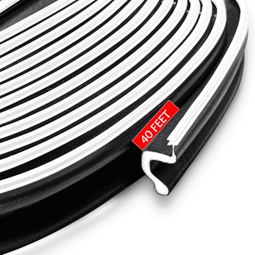 Extra Thick Kerf Weather Stripping Door Seal for Door Frame 40Ft, Black - color: Black, size: 40ft